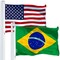 G128 Combo Pack: USA American Flag 3x5 Ft 150D Printed Stars & Brazil (Brazilian) Flag 3x5 Ft 150D Printed